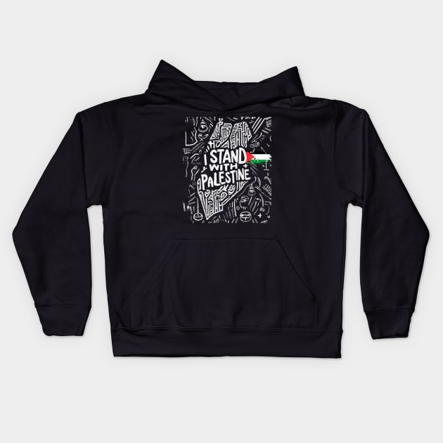 I Stand With Palestine Quote A Free Palestine Kids Hoodie by Mitsue Kersting